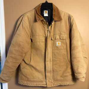 Vintage Carhartt Workwear Jacket Mens Canvas Quilted Lined Arctic Size XL Beige